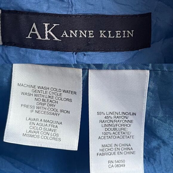 ANNE KLEIN Linen Cropped Blazer Blue XS - Picture 7 of 7